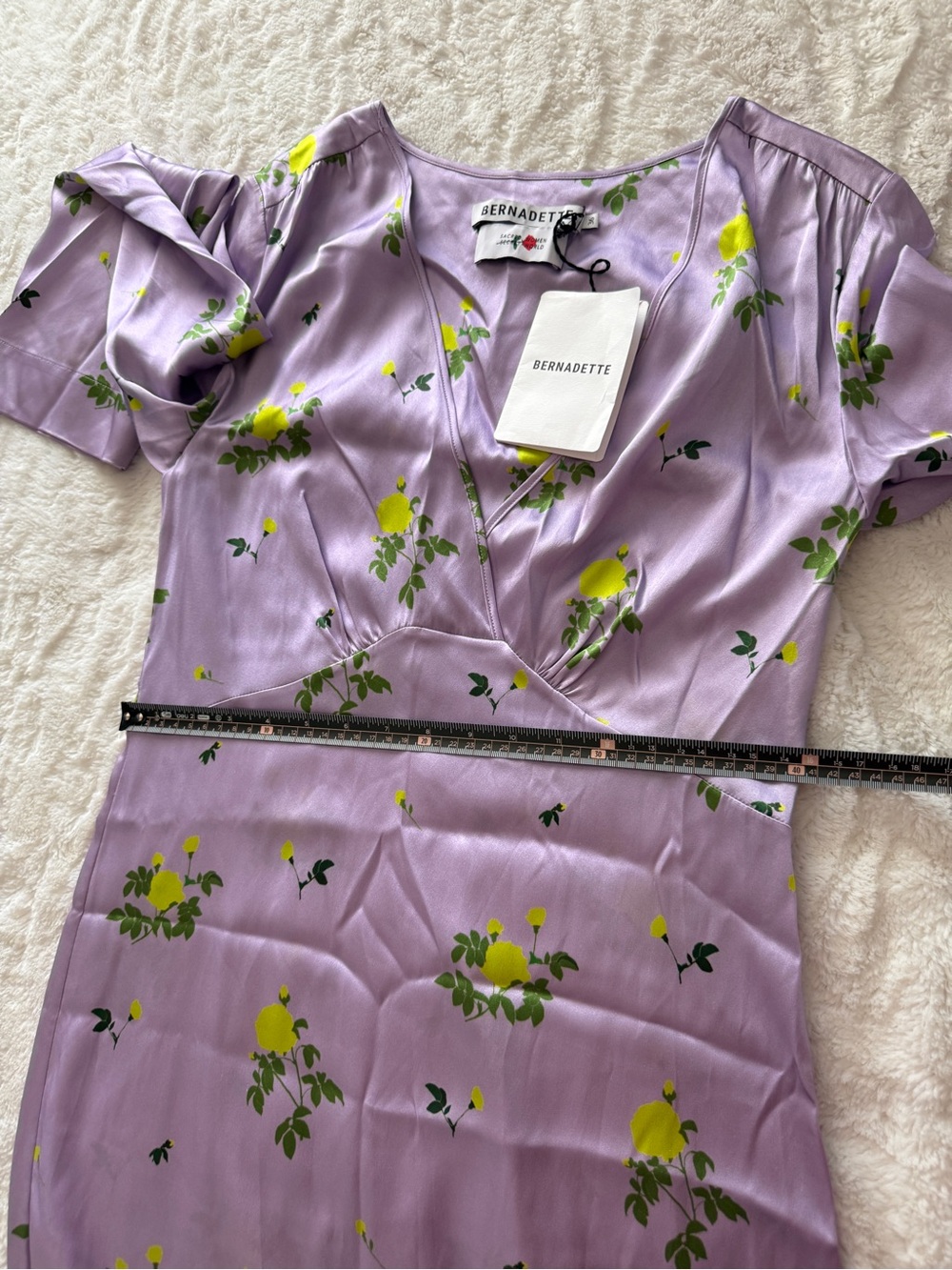 Bernadette Sarah Silk Satin Floral Maxi Dress NWT Lilac US 4 FR36 - Picture 8 of 13